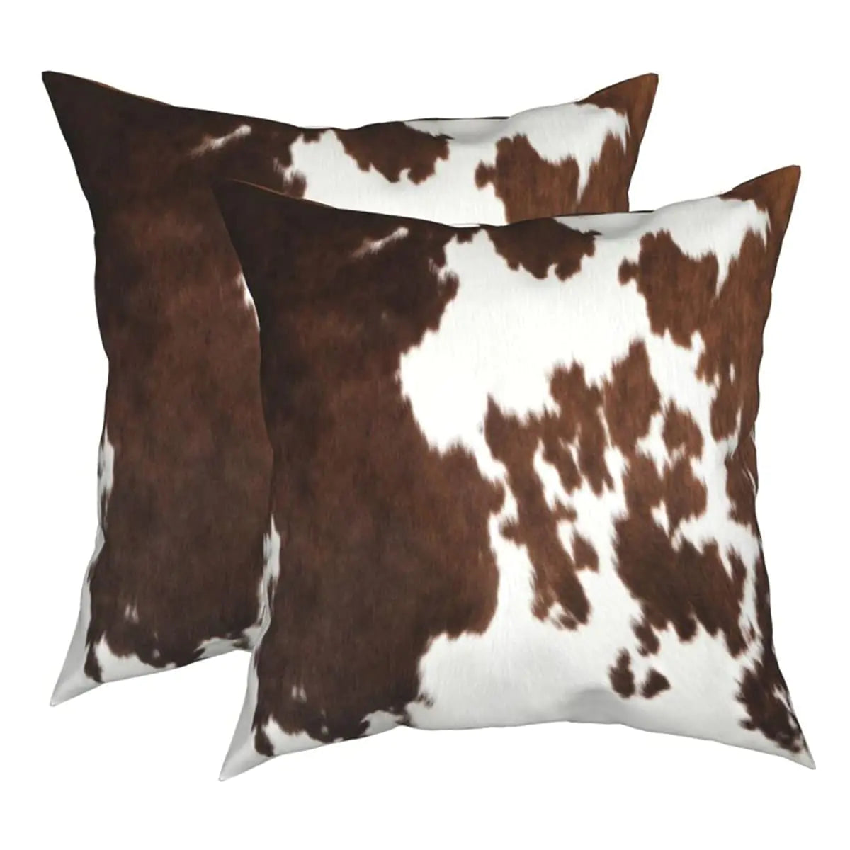 FJWMZ Western Cow Print Pillow Covers 2 Pcs Brown Cowhide Faux Fur Throw Pillow Cover 20x20 Inch Rustic Decorative Soft Farm Animal Skin Pillow Case for Home Couch Bed Sofa Decor