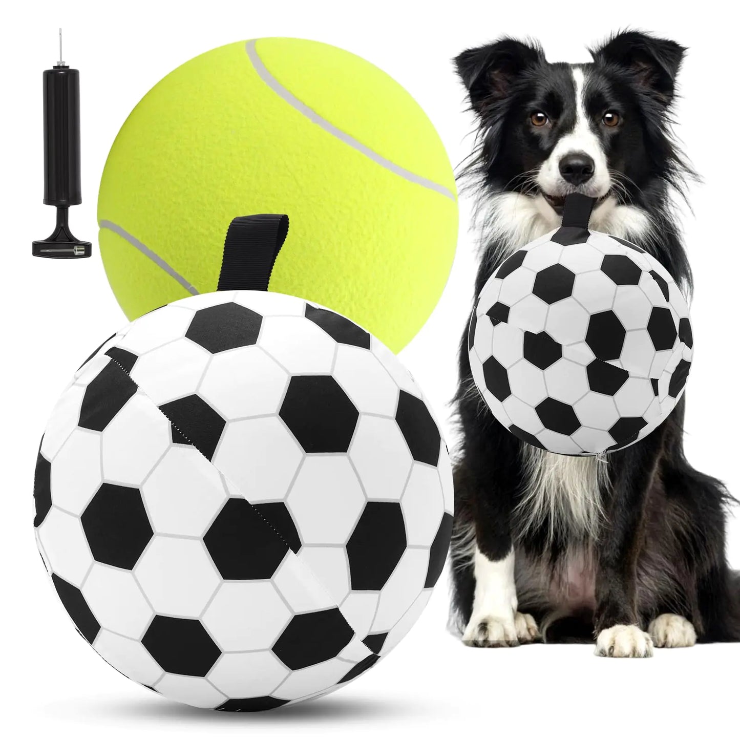 Wofypetny Herding Ball for Dogs 9.5" Dog Ball for Large Dogs with Soccer Cover & Air Pump Giant Dog Toy Collie Horse Ball for Dogs Interactive Dog Ball Toy Rubber Horse Ball for Small Medium Dogs