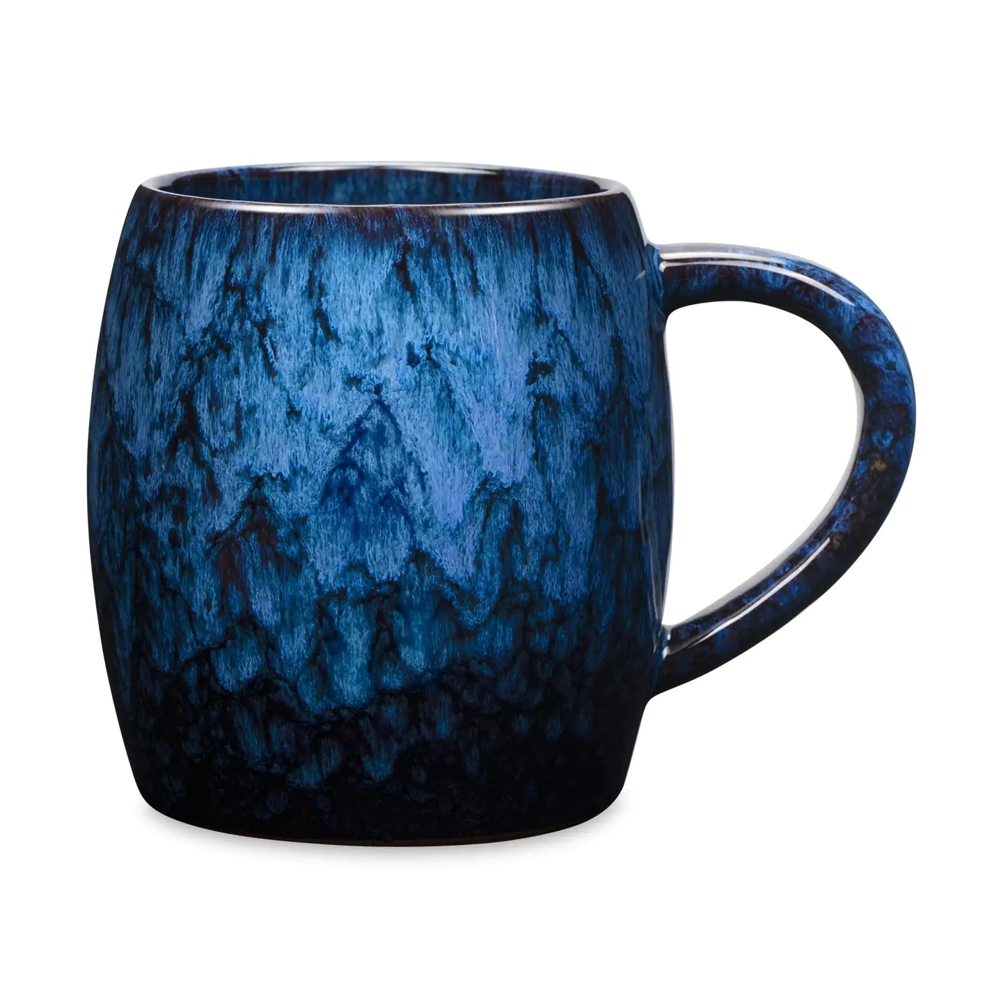 Otevymu 21 Oz Large Ceramic Coffee Mug Handmade Pottery Big Tea Cup for Office and Home Big Handle Hot and Cold Drinking Microwave and Dishwasher Safe Unique Texture Glaze (Deep blue)