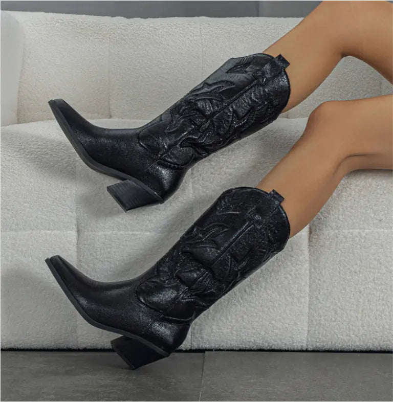2023 Women's Western Ankle Boots with Embroidery