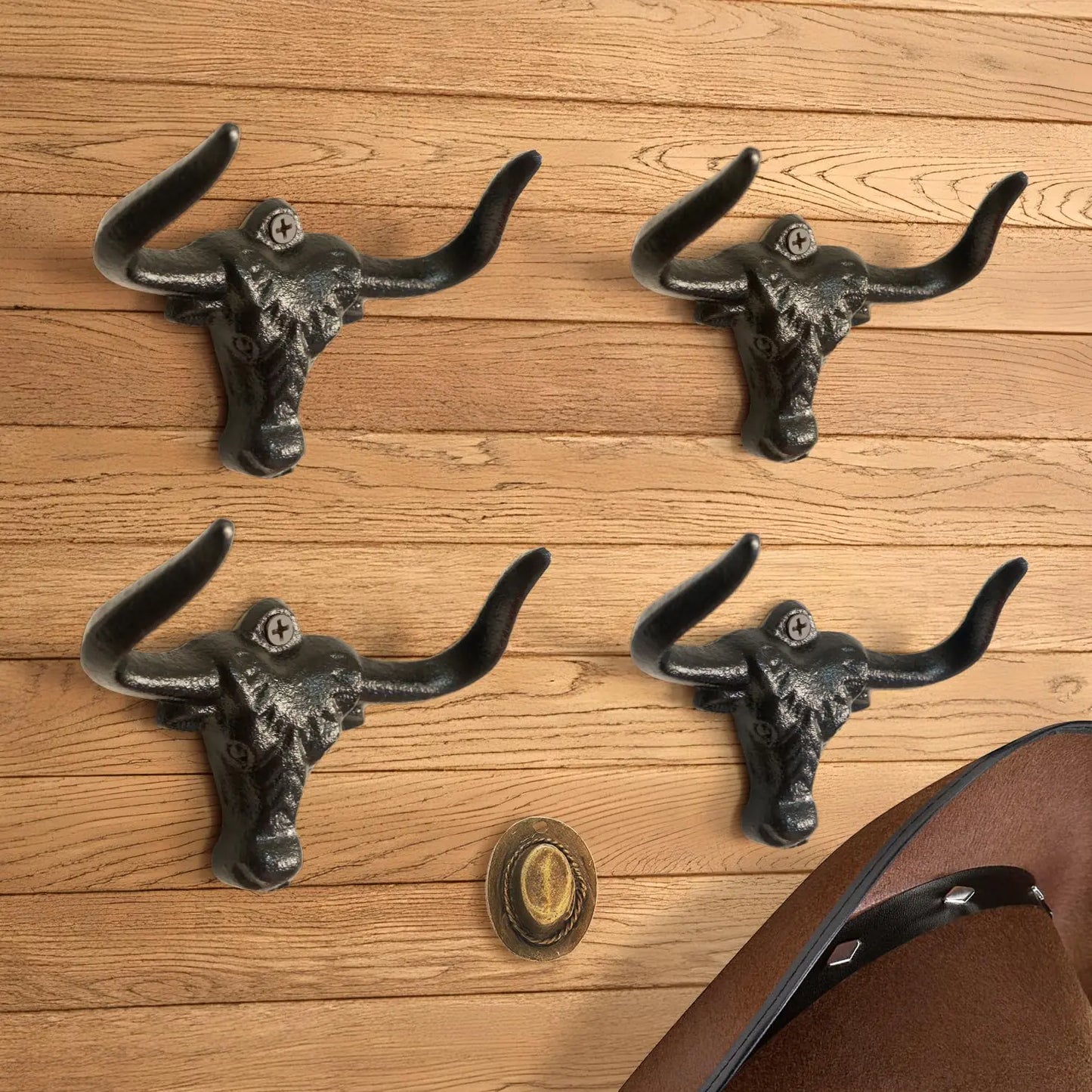 VINLUNM Cowboy Hat Rack for Wall Cast Iron Cowboy Hat HolderHat Storage Organizer Hat Hooks for Wall Western Decor for Bedroom