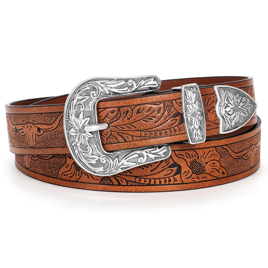 WHIPPY Western Belts for Women - Vintage Western Design Ladies Cowgirl Waist Belt for Pants Jeans Dresses