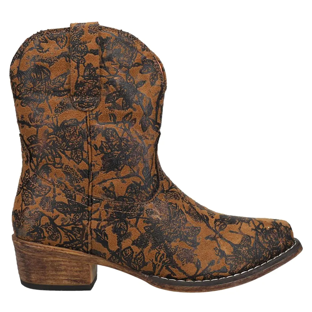 Roper Womens Emma Floral Western Boot Tan 6.5
