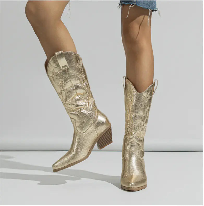 2023 Women's Western Ankle Boots with Embroidery