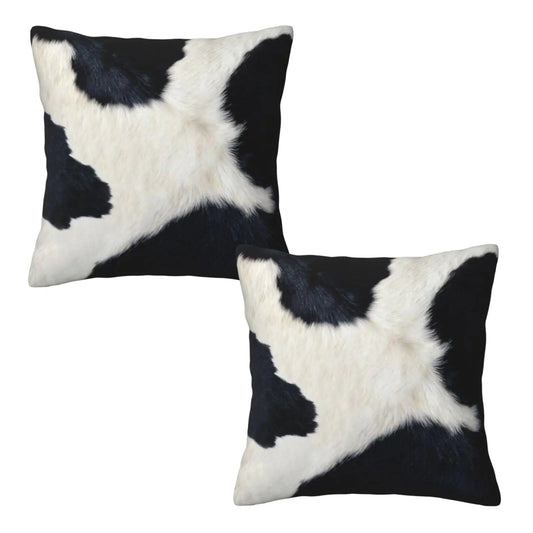 Western Cow Print Black and White Pillow Covers 20x20 Set of 2 Faux Fur Cowhide Throw Pillow Covers Outdoor Decorative Pillow Case for Couch Bed Sofa Cushion Home Decor